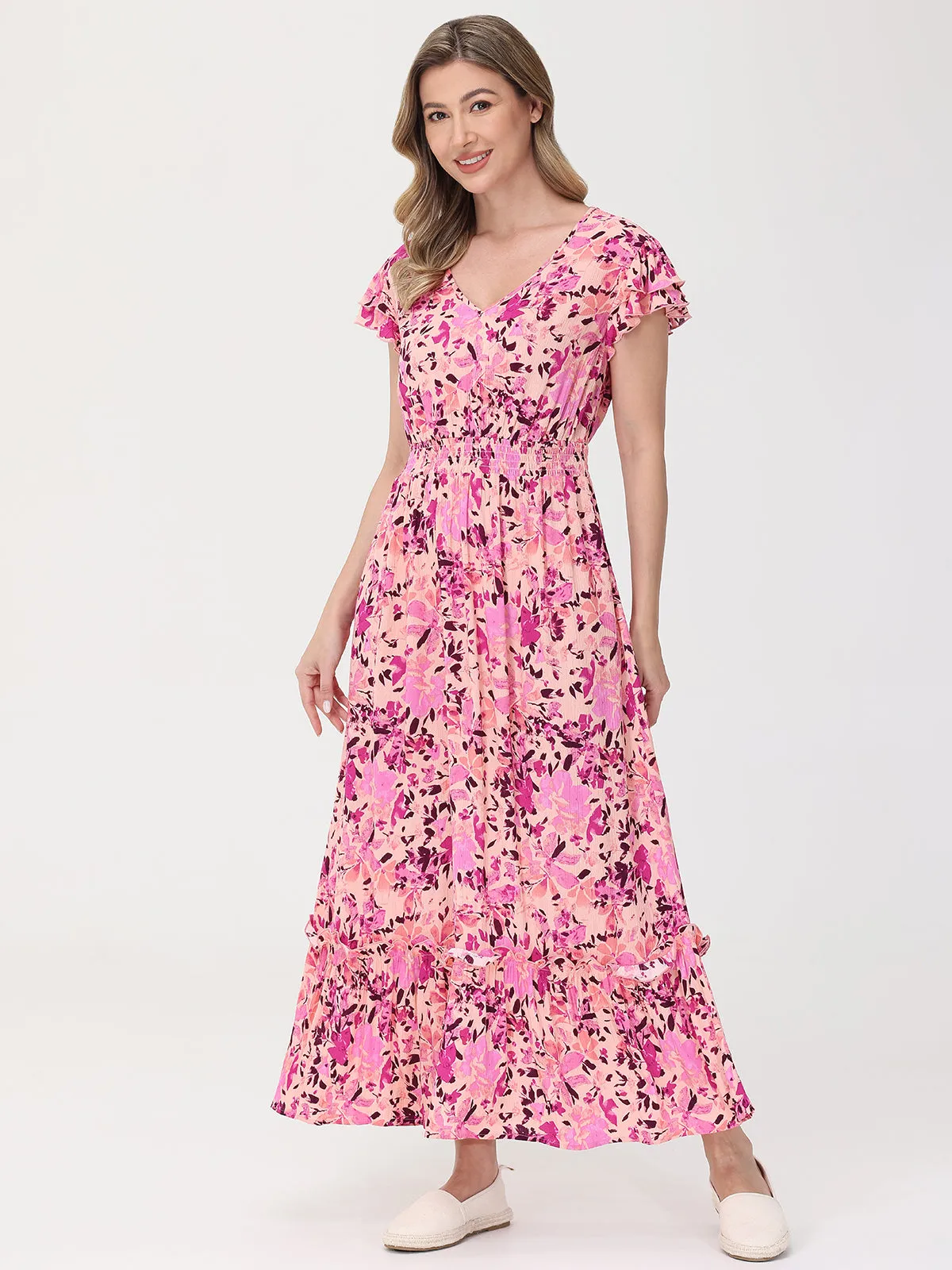 Floral Flutter Sleeve Maxi Dress sold by 89th & Madison product image thumbnail 4