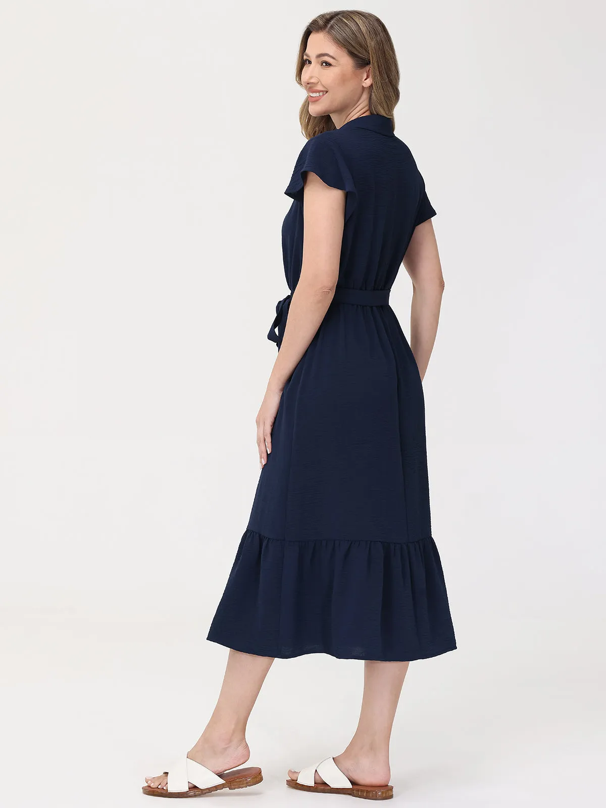 Belted Ruffle Hem Midi Dress sold by 89th & Madison product image thumbnail 2