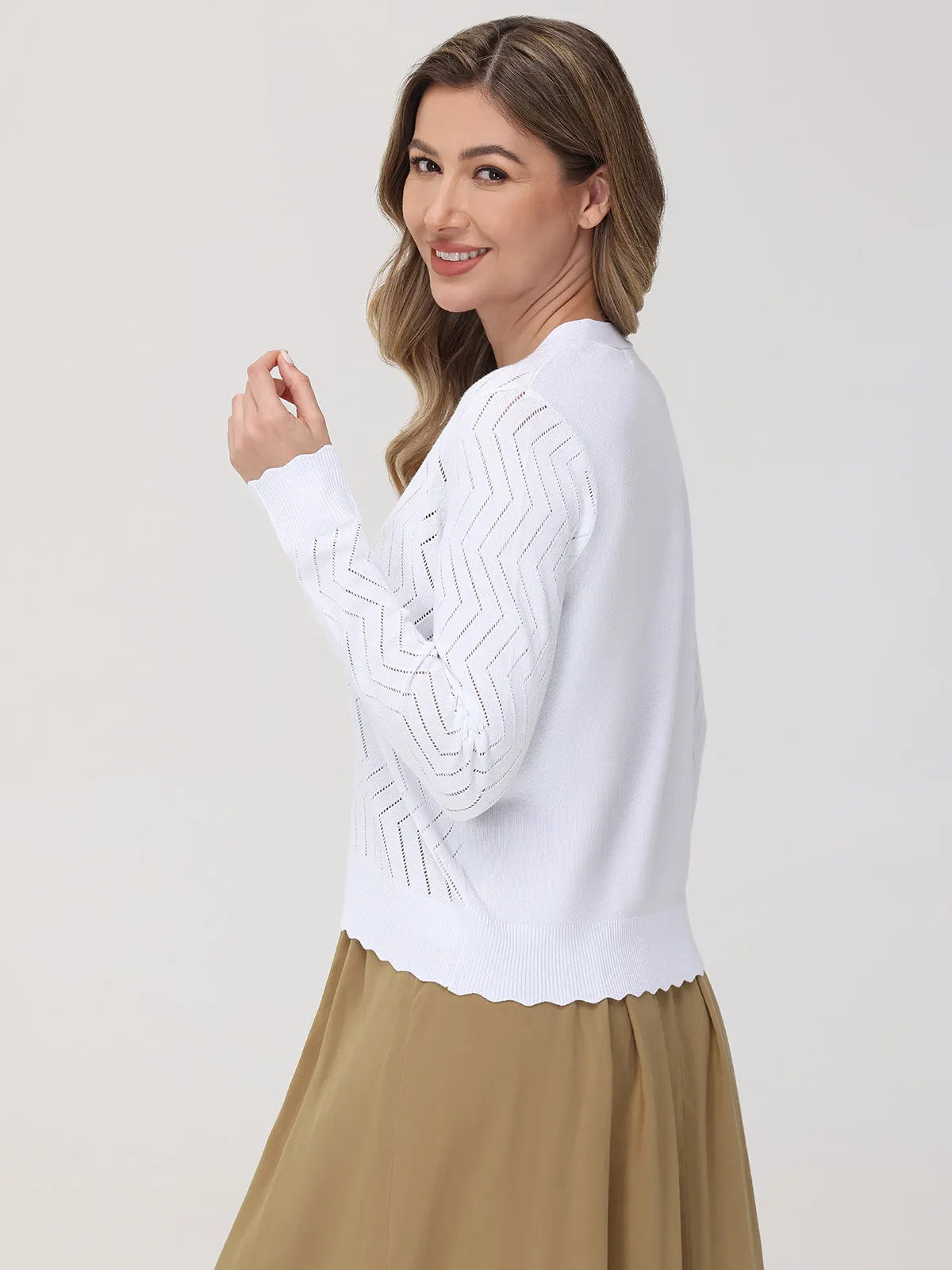 Chevron Stitch Open Cardigan sold by 89th & Madison product image thumbnail 2