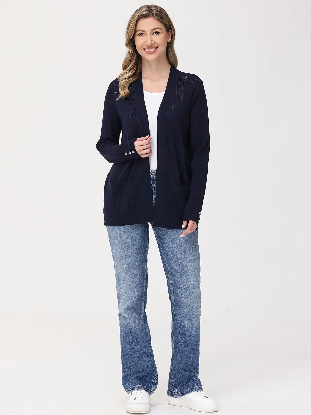 Pointelle Rib Open Cardigan sold by 89th & Madison product image thumbnail 5