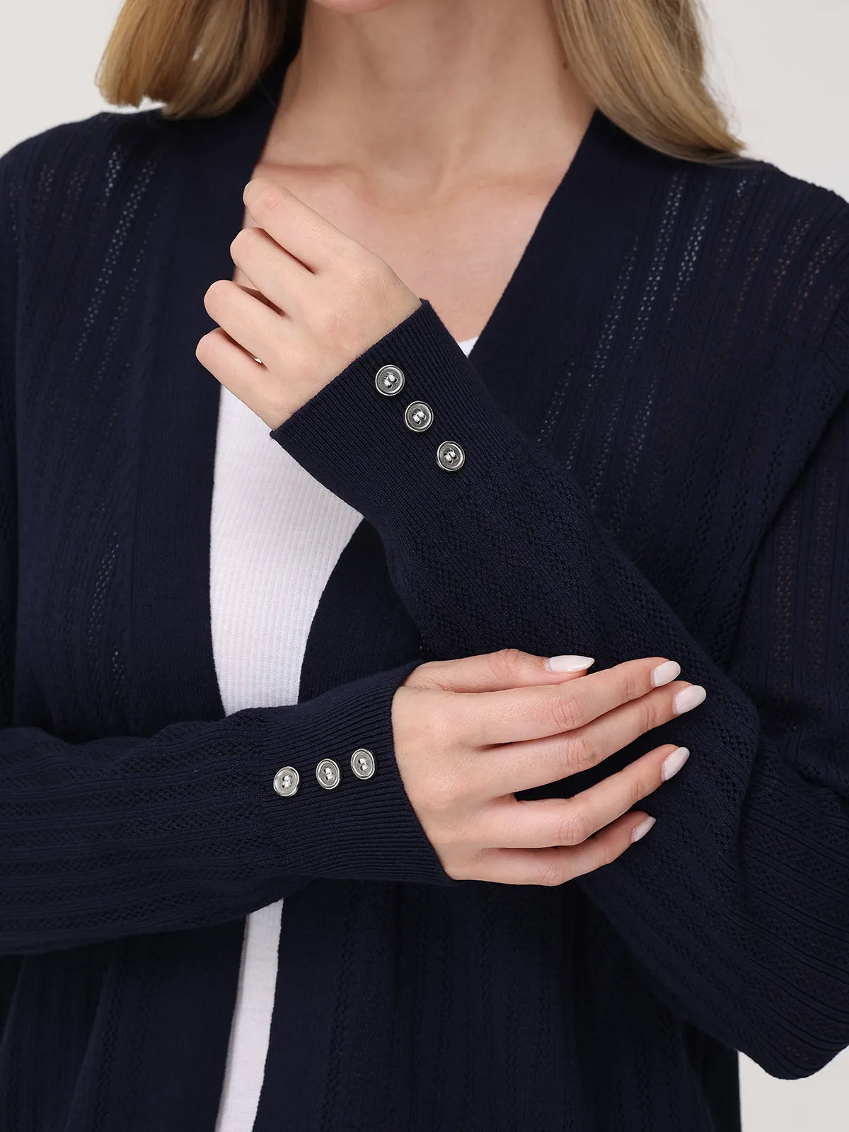 Pointelle Rib Open Cardigan sold by 89th & Madison product image thumbnail 4