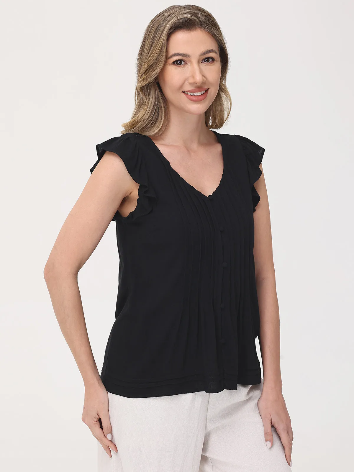 Flutter Sleeve Button-Up Top sold by 89th & Madison product image thumbnail 3