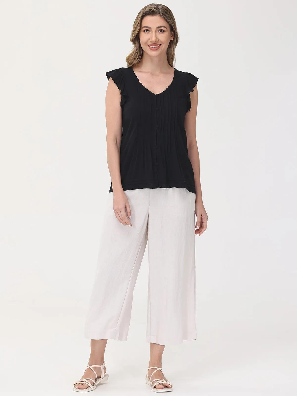 Flutter Sleeve Button-Up Top sold by 89th & Madison product image thumbnail 5