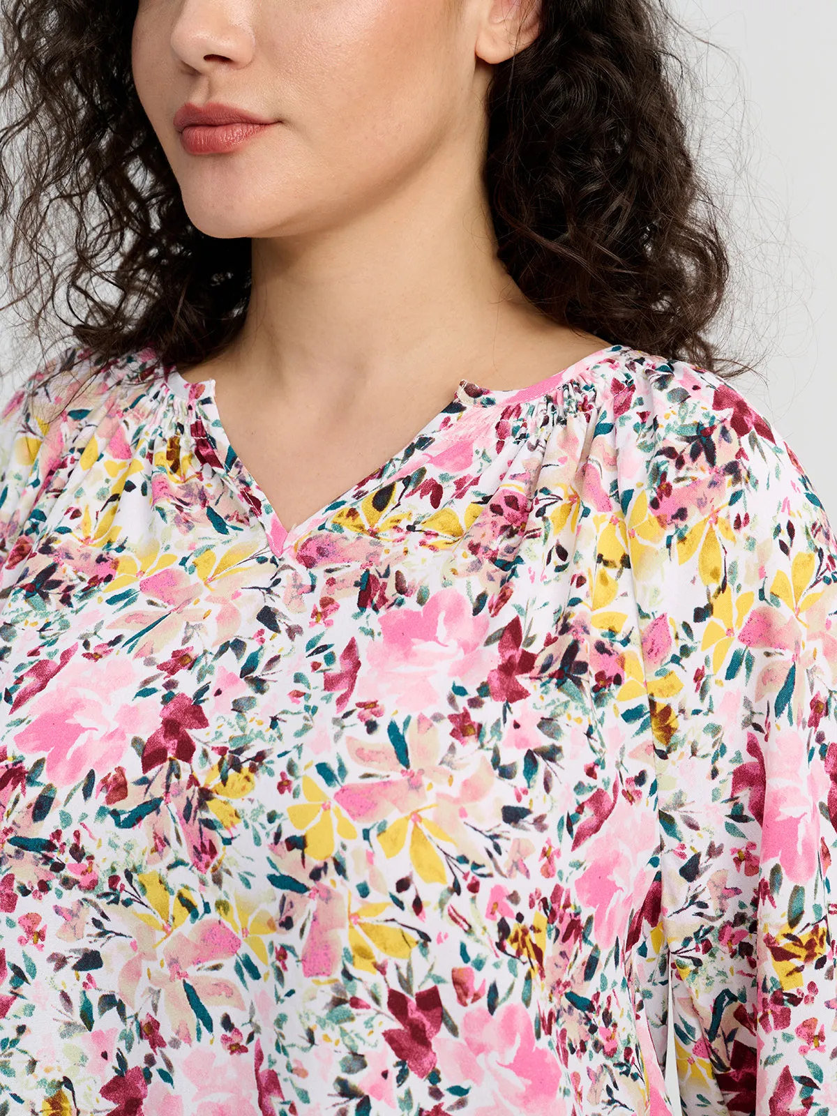 Print Smocked Cuff Blouse sold by 89th & Madison product image thumbnail 4