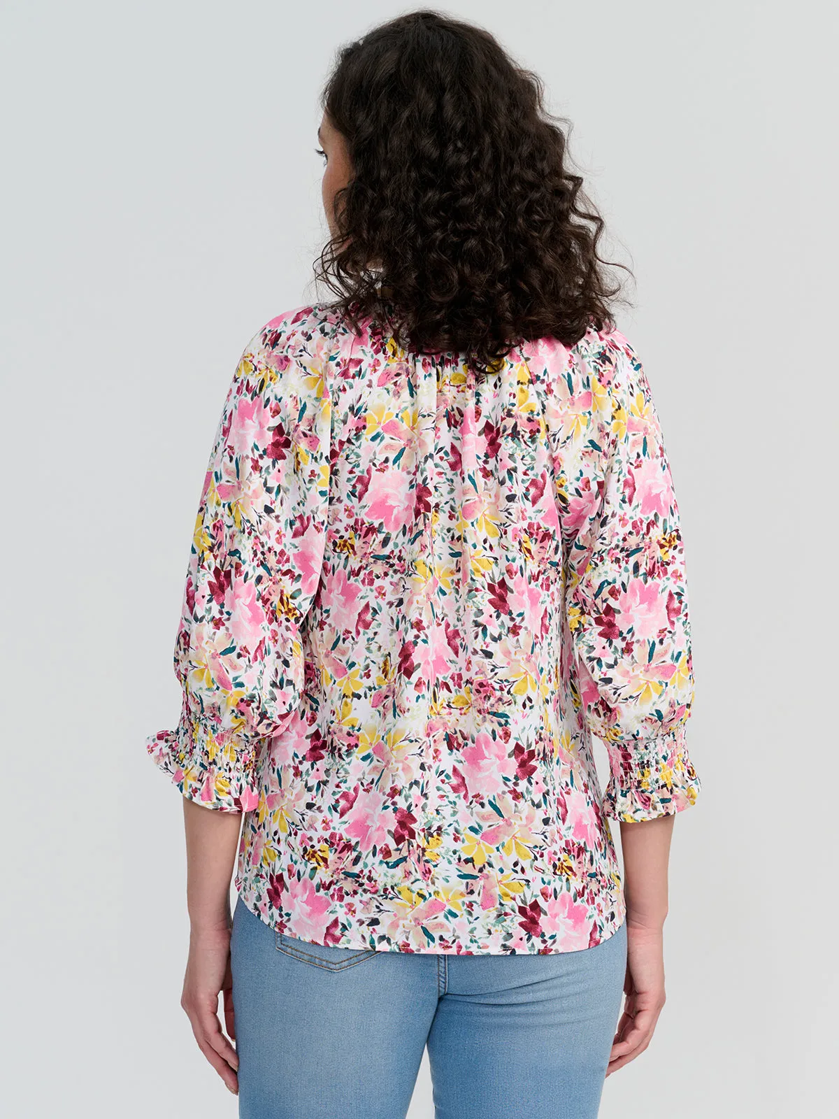 Print Smocked Cuff Blouse sold by 89th & Madison product image thumbnail 2