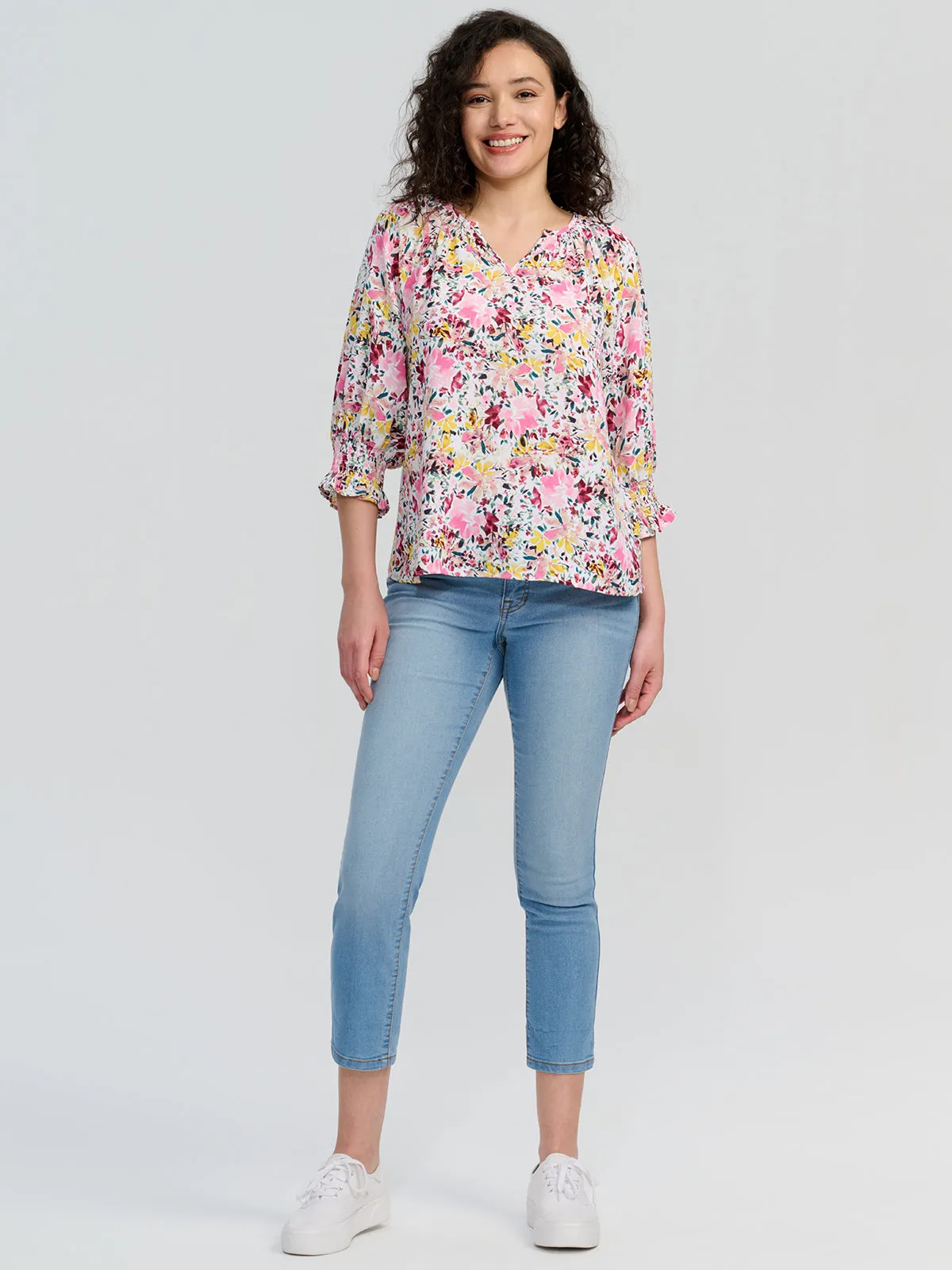 Print Smocked Cuff Blouse sold by 89th & Madison product image thumbnail 5