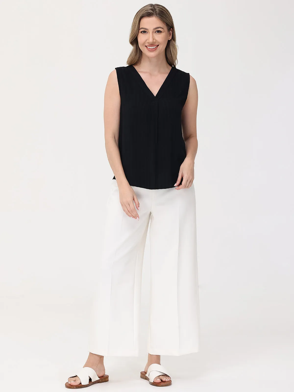 V-Neck Smocked Shoulder Vest sold by 89th & Madison product image thumbnail 5