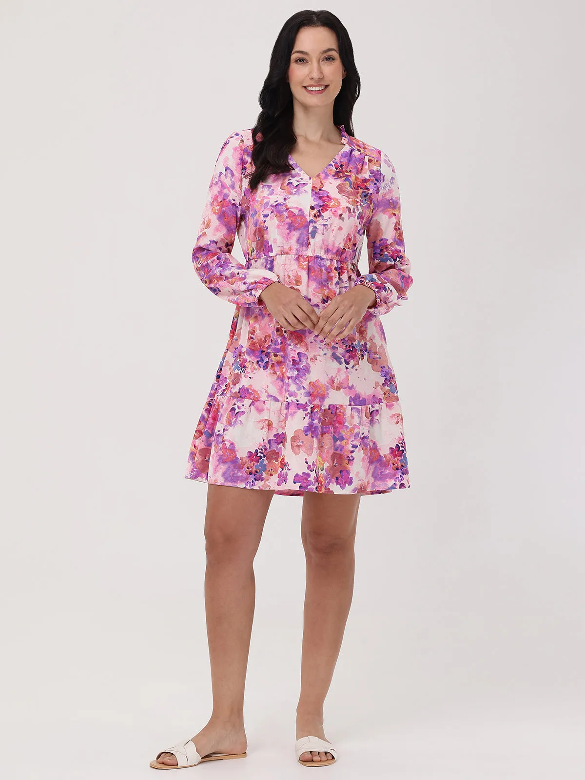 Print Tiered Mini Dress sold by 89th & Madison product image thumbnail 4