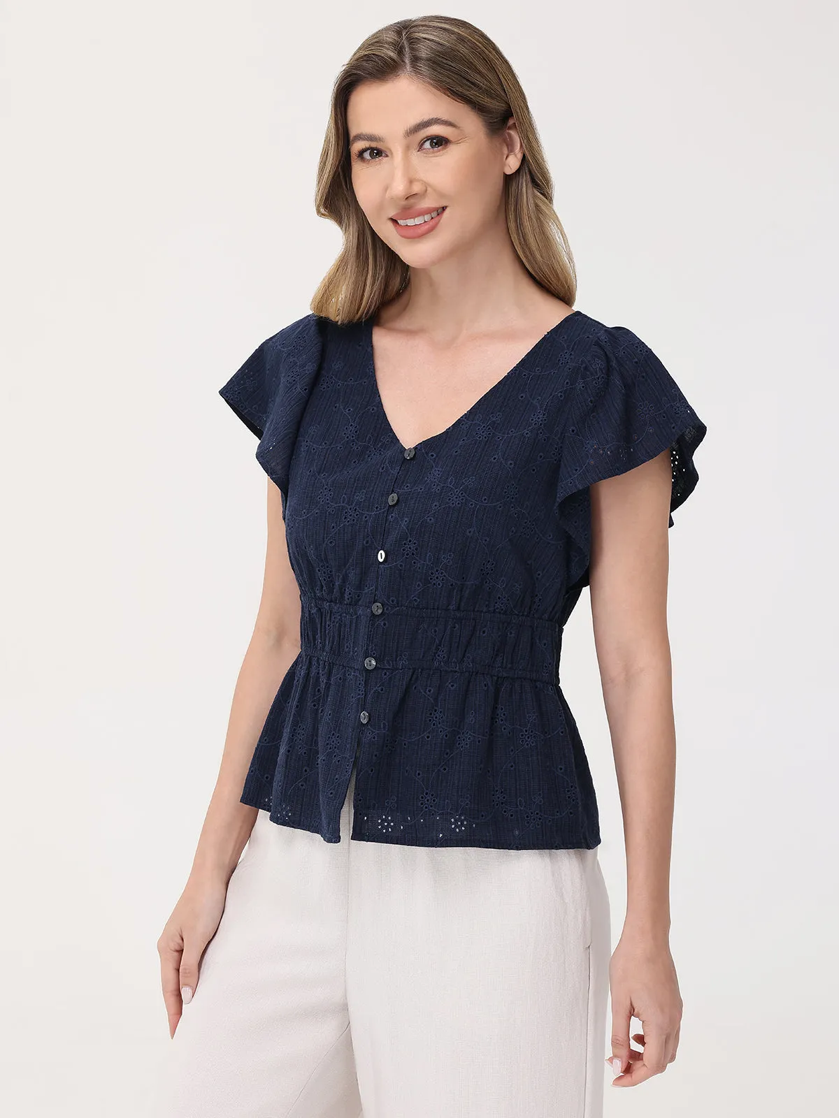 Eyelet Peplum Top sold by 89th & Madison