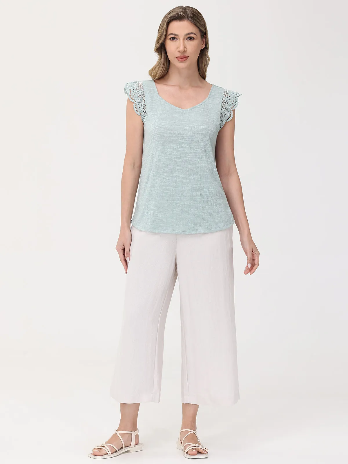 Crochet Flutter Sleeve Top sold by 89th & Madison product image thumbnail 5