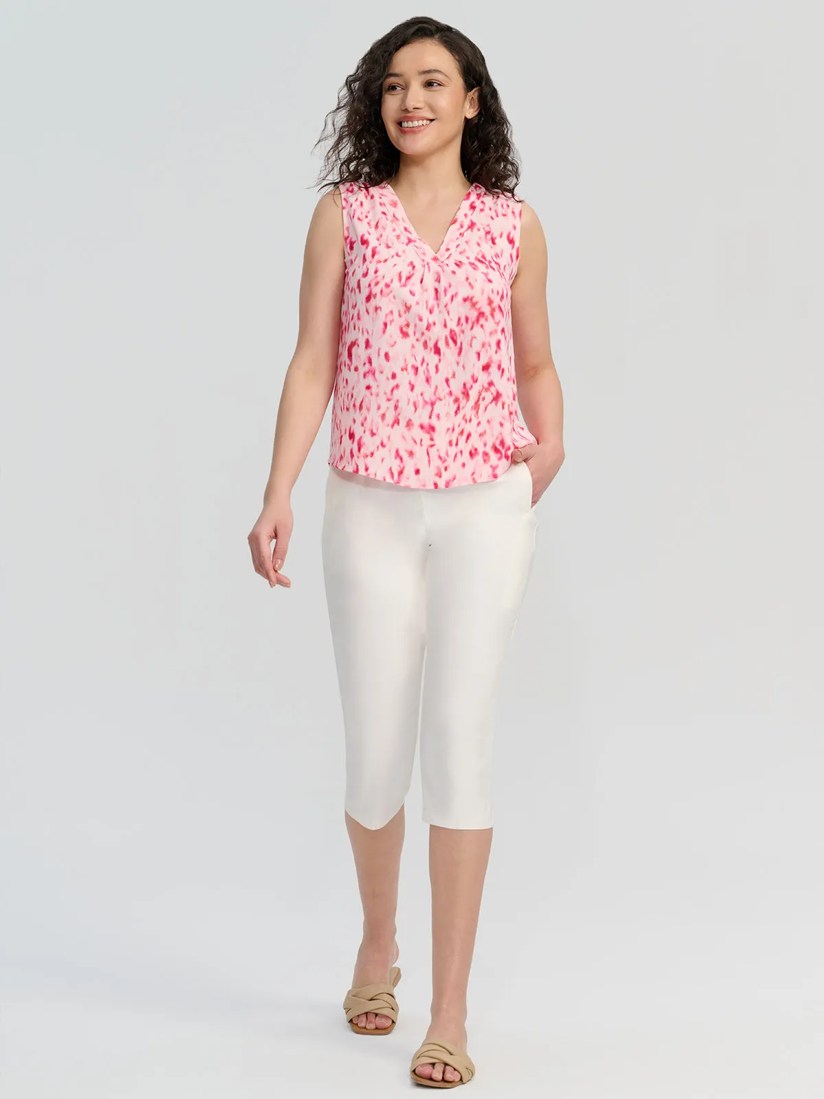 Print Deep V-Neck Top sold by 89th & Madison product image thumbnail 5