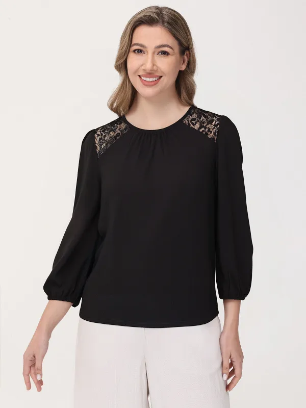 Lace Trim Cool Feel Top sold by 89th & Madison