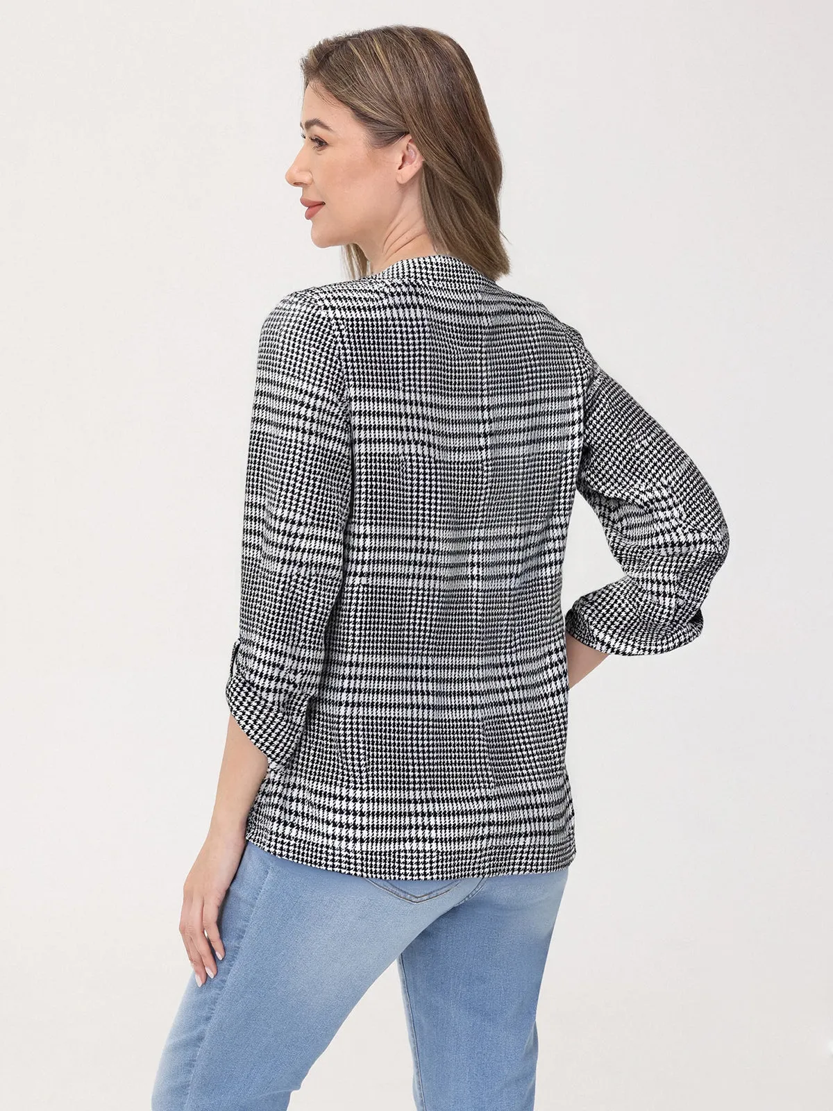 Check Roll Tab Sleeve Blazer sold by 89th & Madison product image thumbnail 2