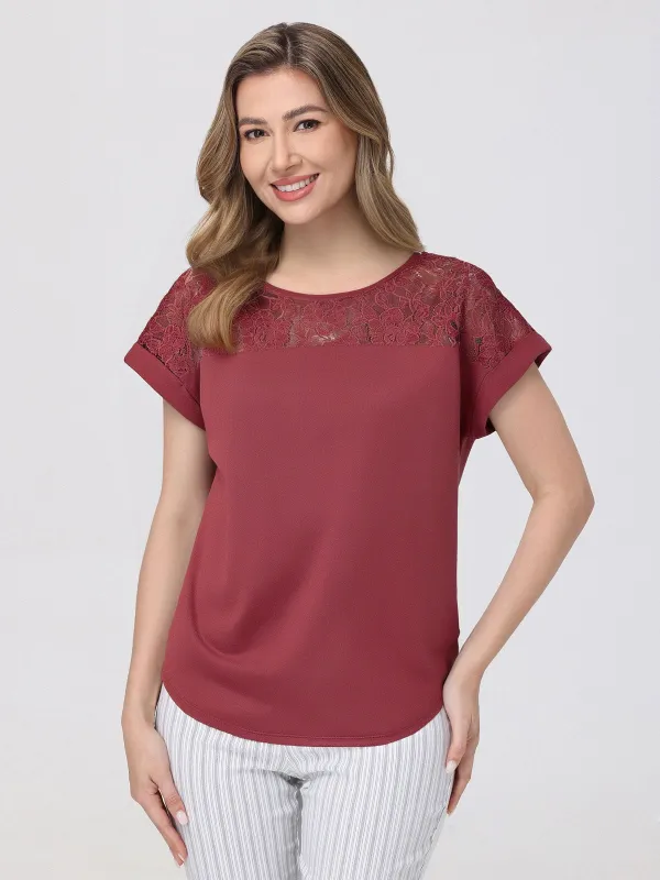 Lace Trim Dolman Cool Feel Top sold by 89th & Madison
