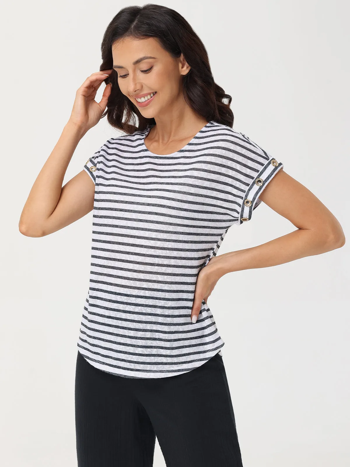 Stripe Dolman Sleeve Tee sold by 89th & Madison product image thumbnail 3