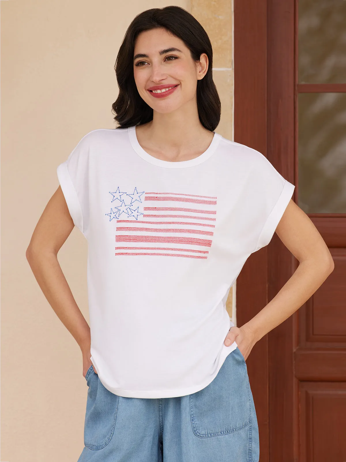 American Flag Embellished Tee sold by 89th & Madison