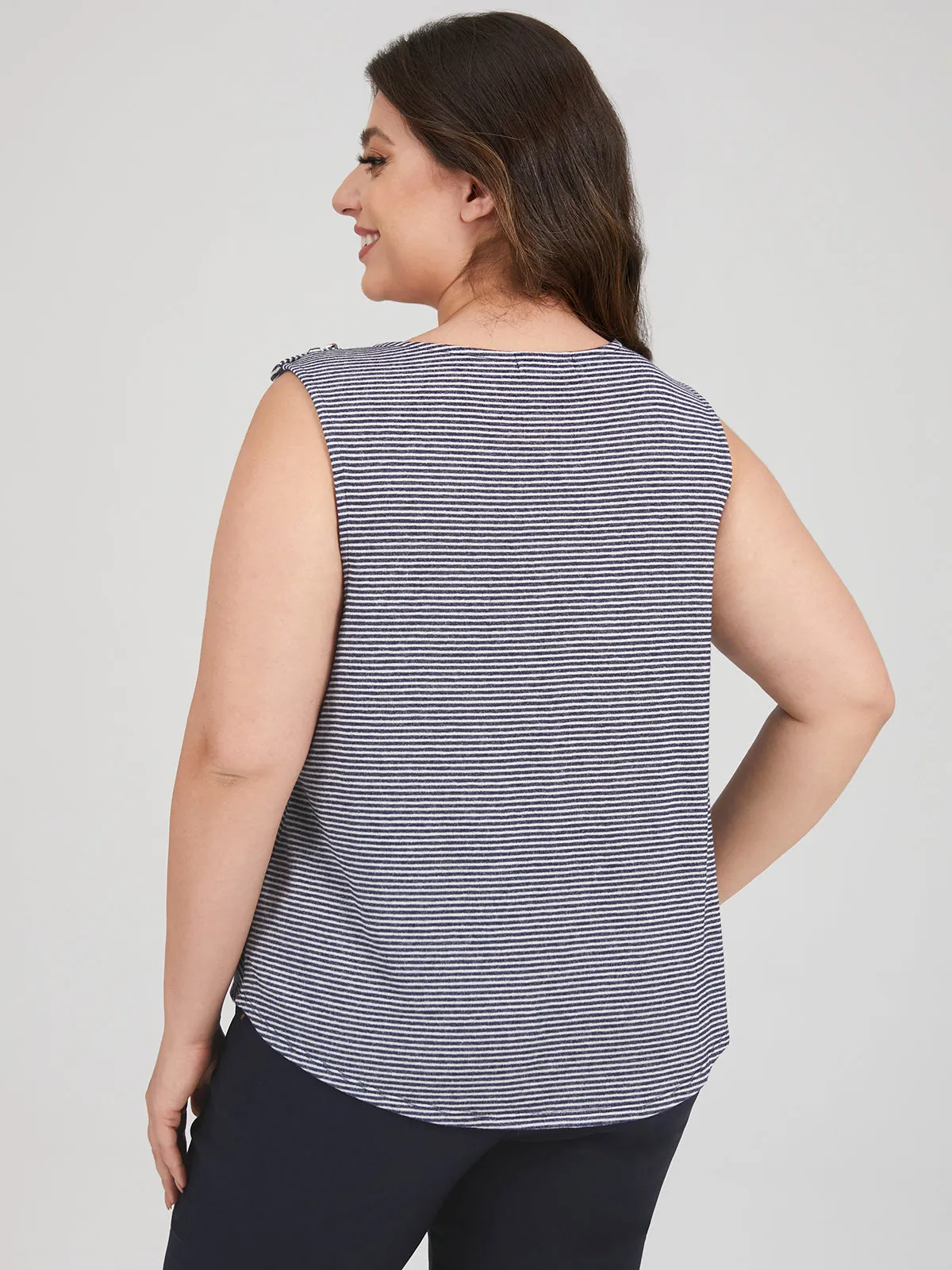 Plus Stripe Henley Tank Top sold by 89th & Madison product image thumbnail 2