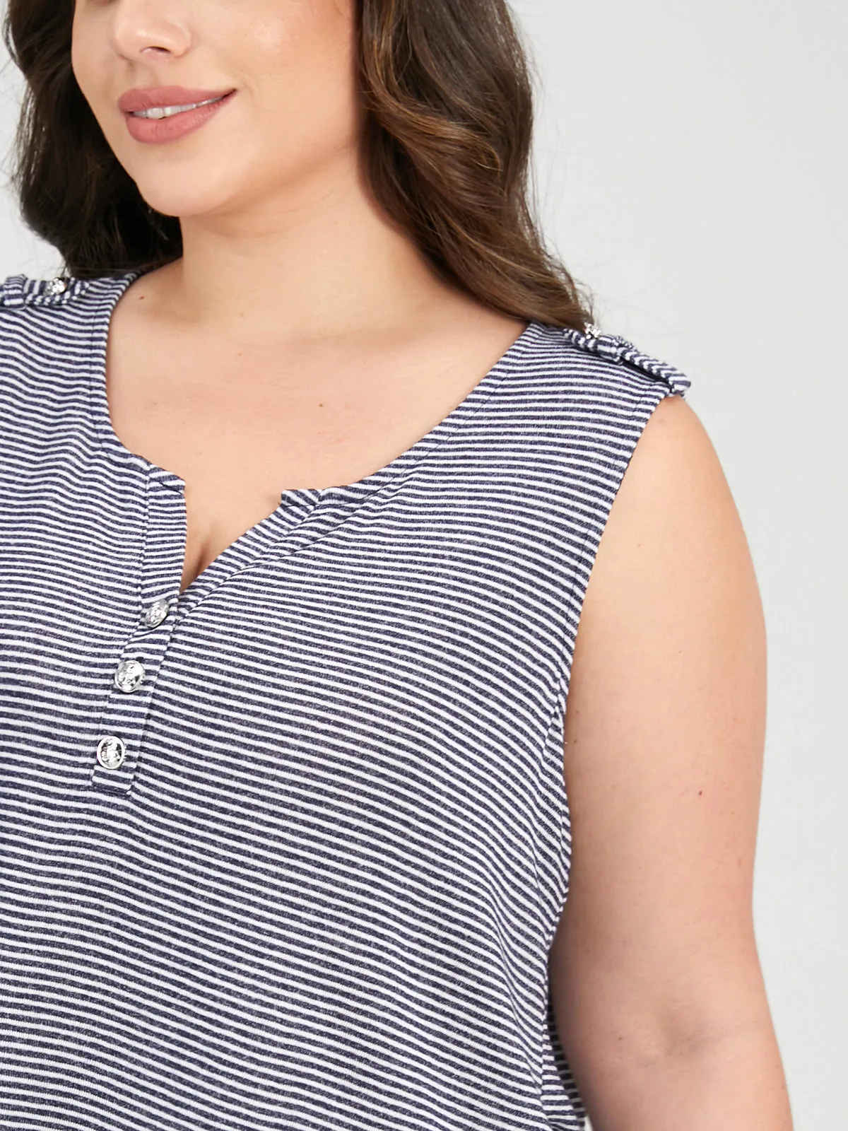 Plus Stripe Henley Tank Top sold by 89th & Madison product image thumbnail 4