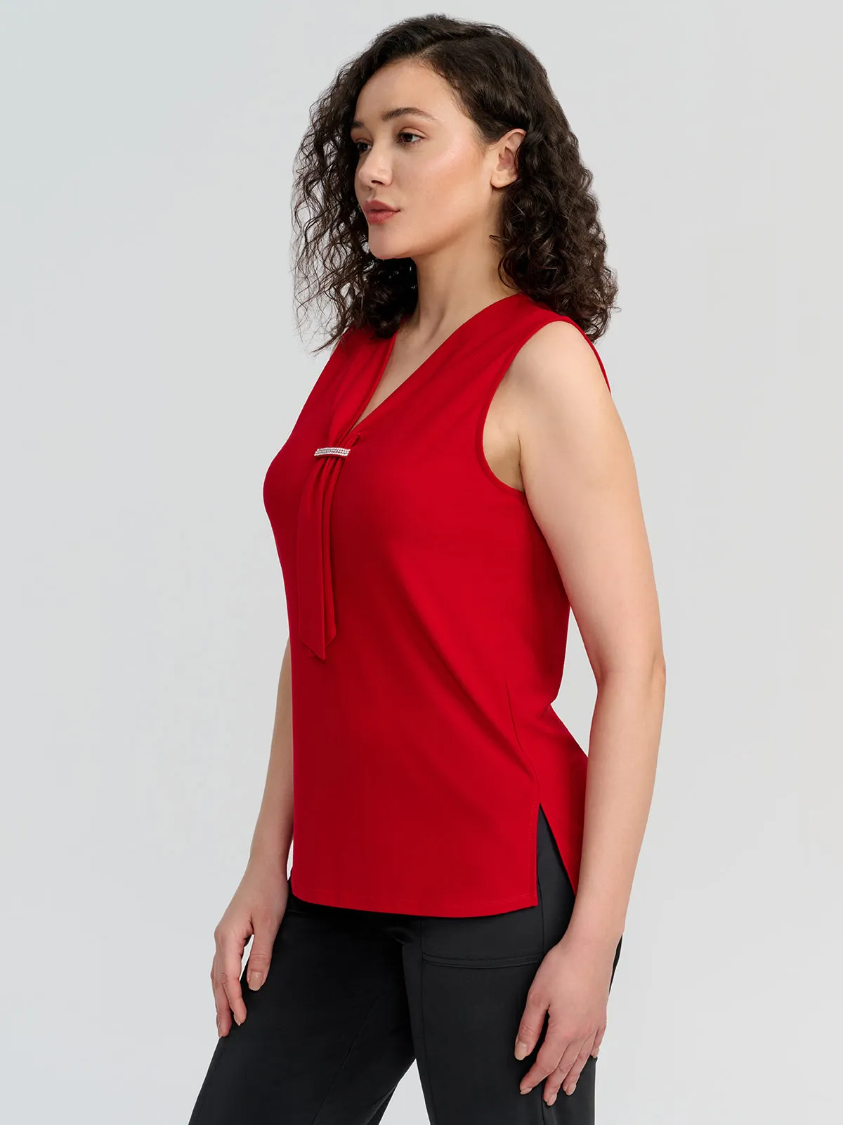 Tie Front Sleeveless Cool Feel Top sold by 89th & Madison product image thumbnail 3