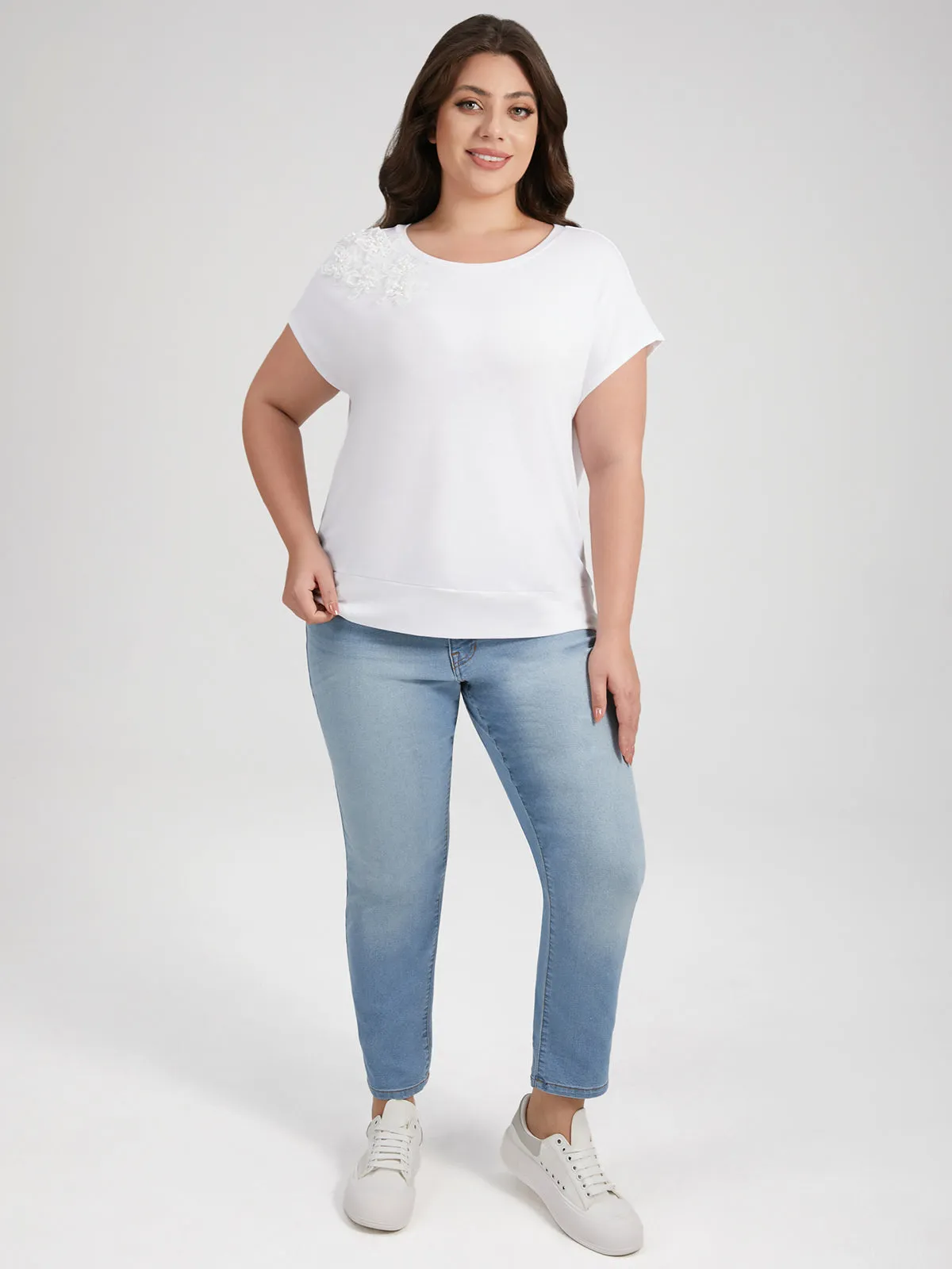 Plus Floral Embellishment Dolman Top sold by 89th & Madison product image thumbnail 5