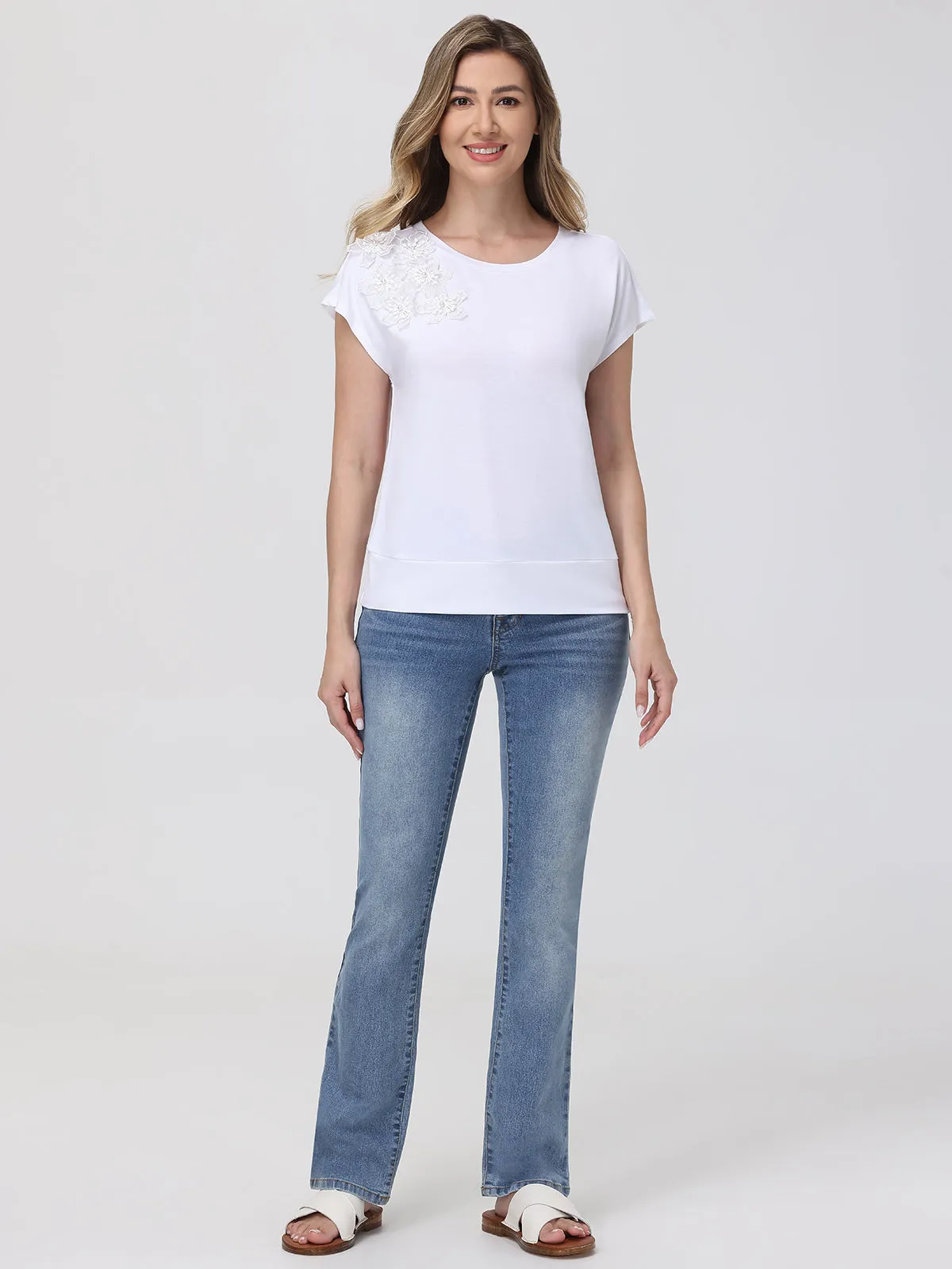 Floral Embellishment Dolman Top sold by 89th & Madison product image thumbnail 5