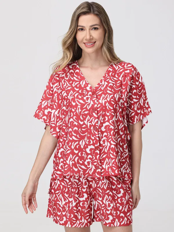 Button Front Print Blouse sold by 89th & Madison