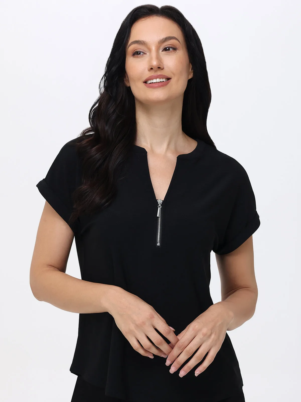 Zipper Neck Cool Feel Top sold by 89th & Madison product image thumbnail 5