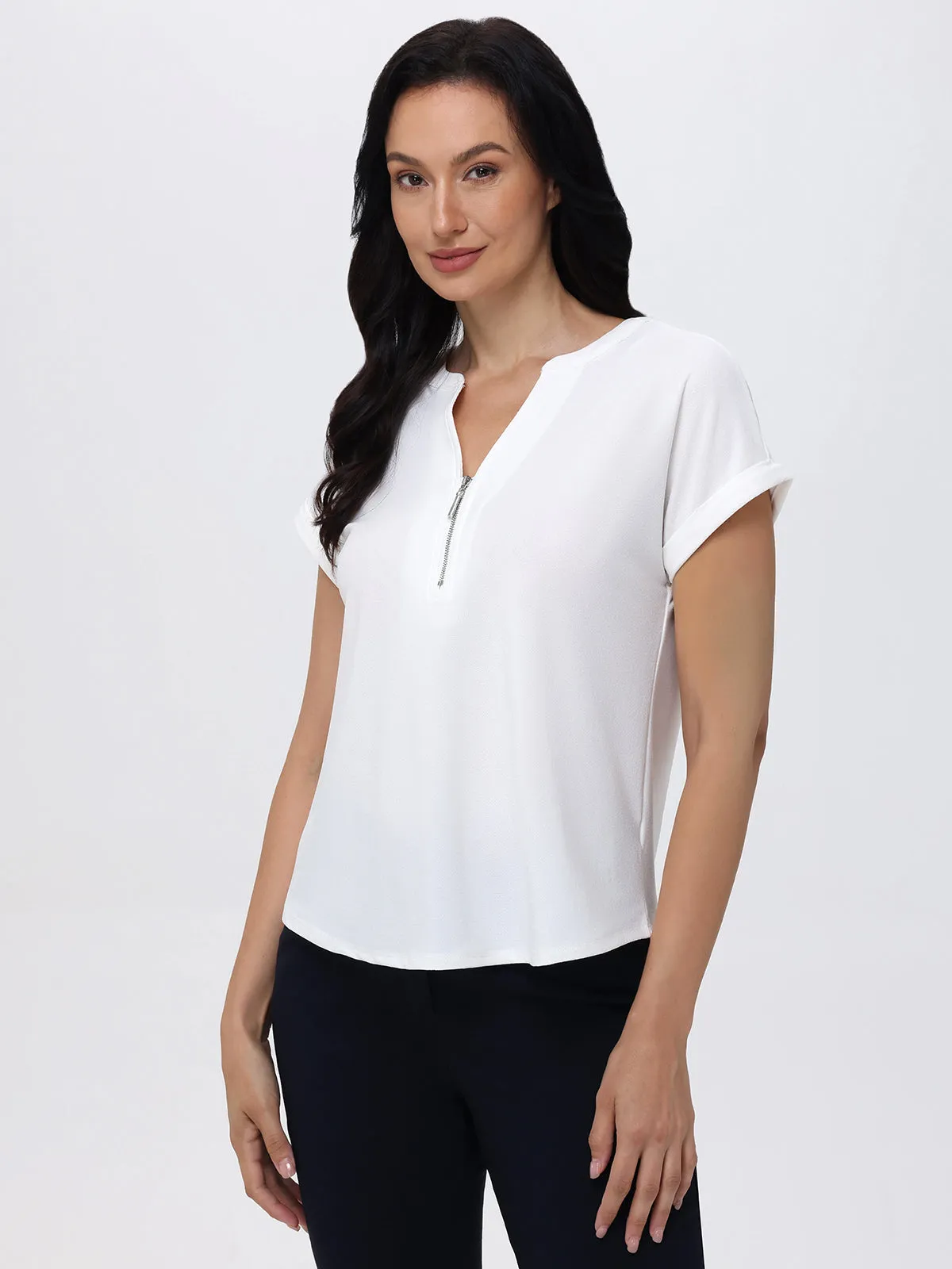 Zipper Neck Cool Feel Top sold by 89th & Madison