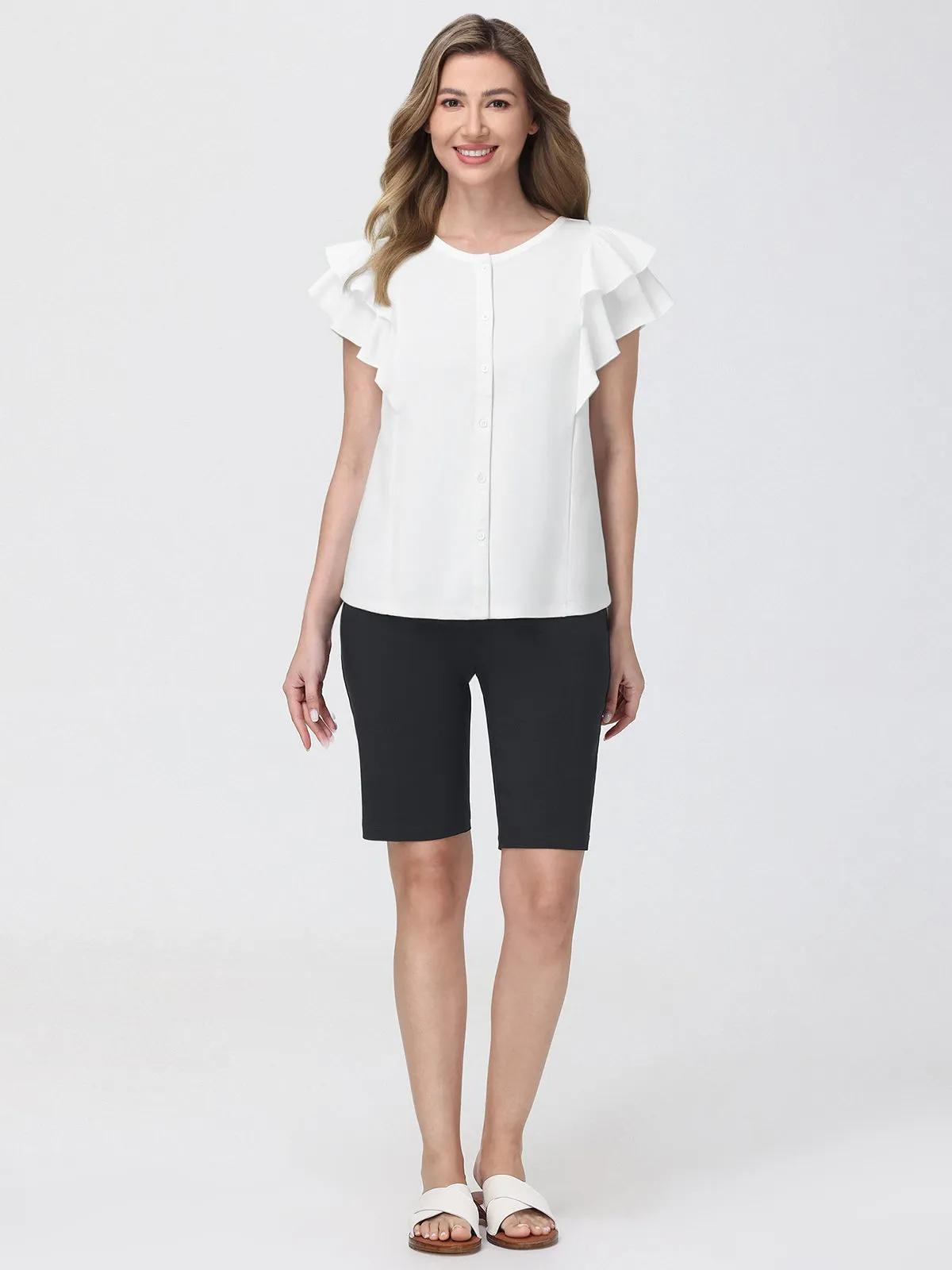 Ruffle Sleeve Button Front Top sold by 89th & Madison product image thumbnail 4