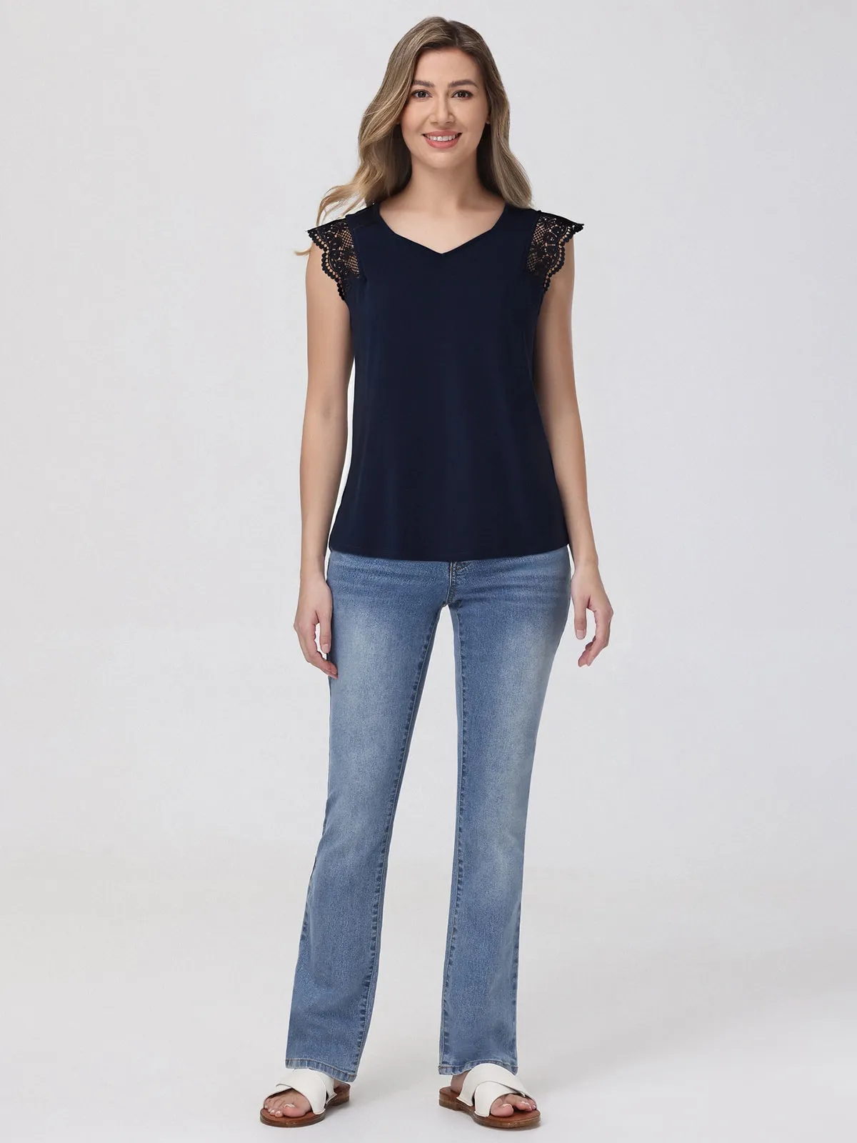 Crochet Flutter Sleeve Cool Feel Top sold by 89th & Madison product image thumbnail 4