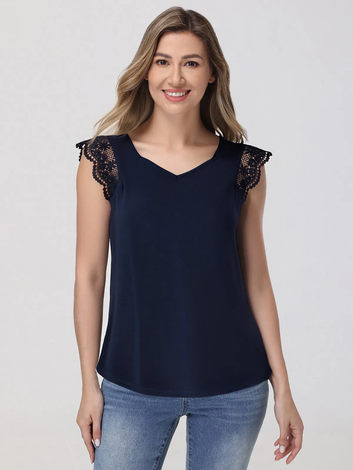 Crochet Flutter Sleeve Cool Feel Top sold by 89th & Madison