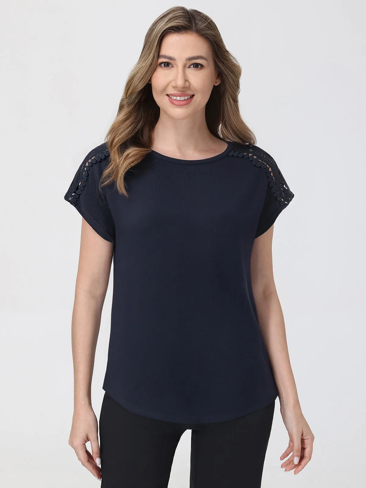 Crochet Lace Trim Cool Feel Top sold by 89th & Madison