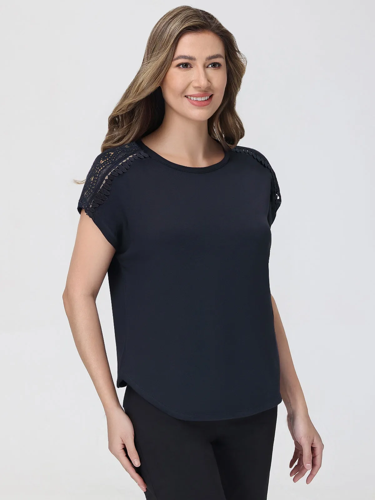 Crochet Lace Trim Cool Feel Top sold by 89th & Madison product image thumbnail 2