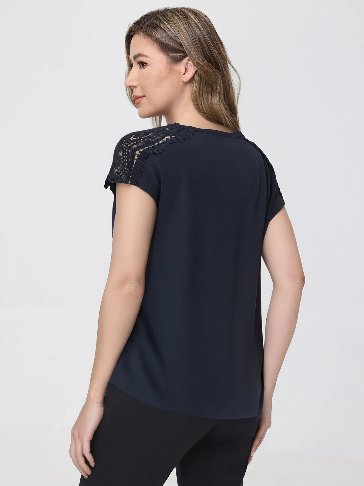 Crochet Lace Trim Cool Feel Top sold by 89th & Madison product image thumbnail 3