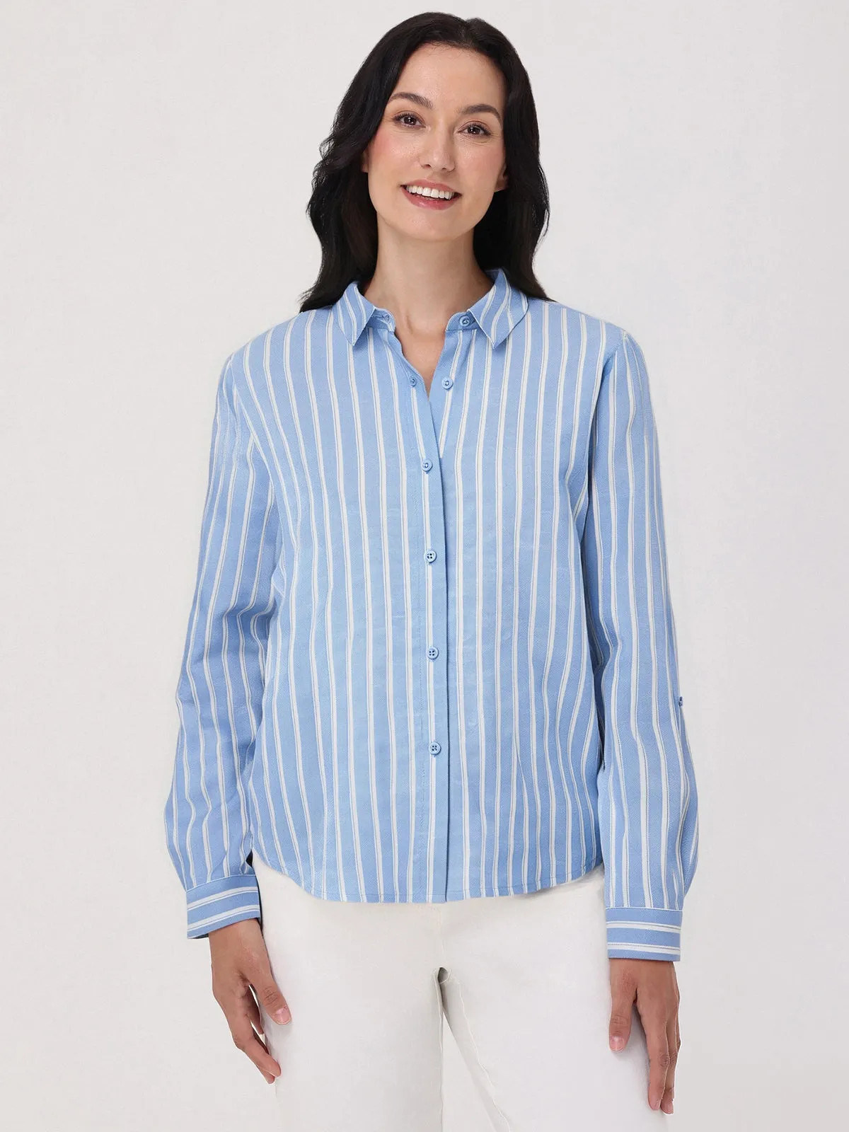 Striped textured Button Front shirt sold by 89th & Madison product image thumbnail 4