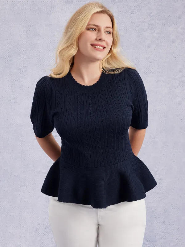 Cable Knit Peplum Top sold by 89th & Madison