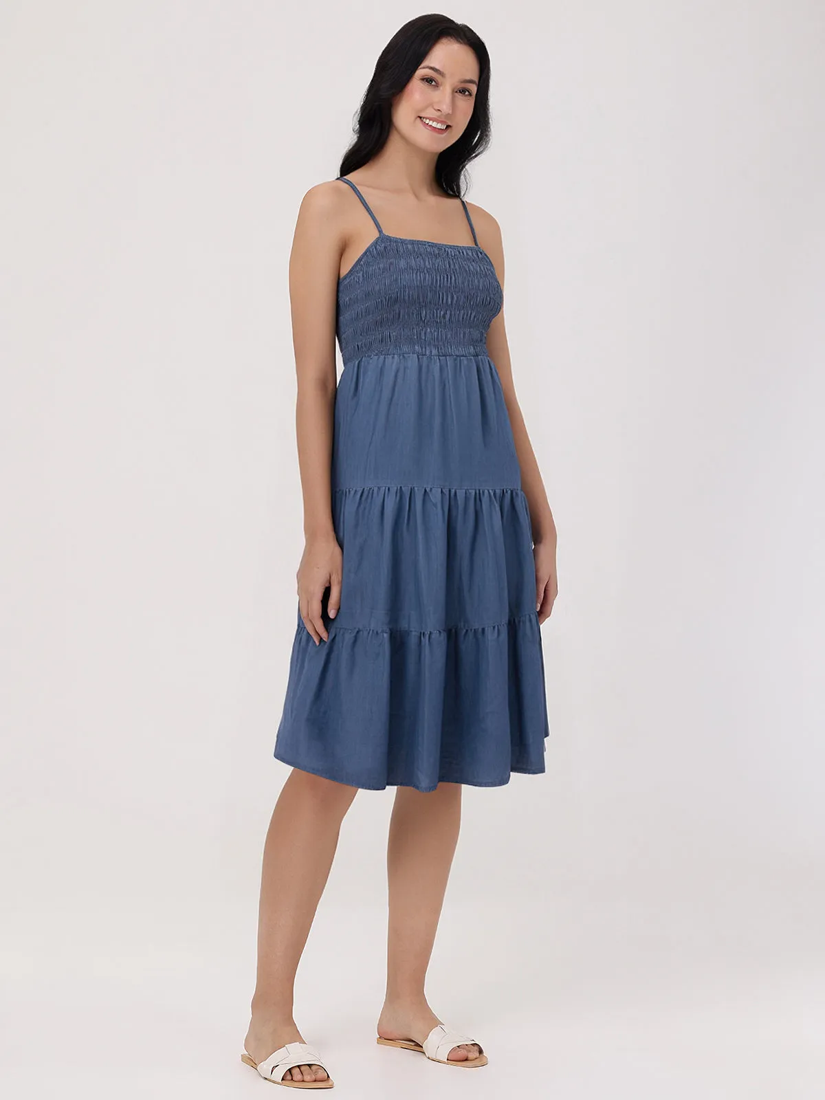 Denim Smocked Maxi Dress sold by 89th & Madison product image thumbnail 3