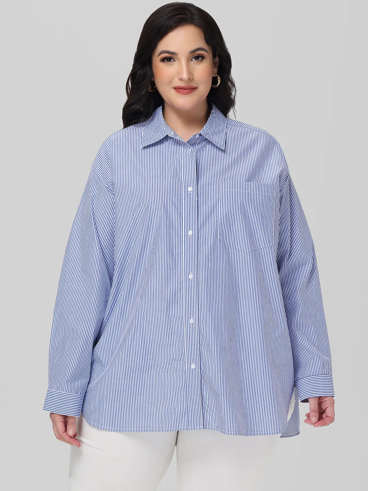 Plus Stripe Button Down Shirt sold by 89th & Madison