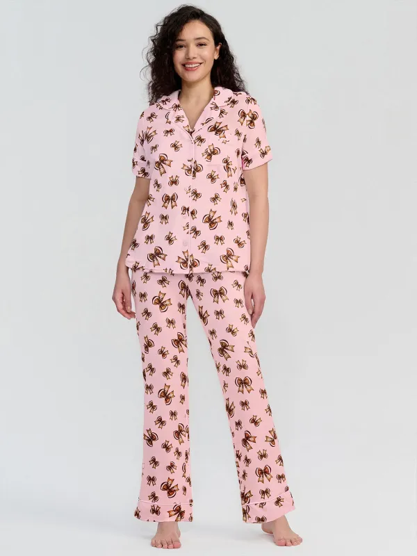 Bow Print Short Sleeve Pajamas Set sold by 89th & Madison