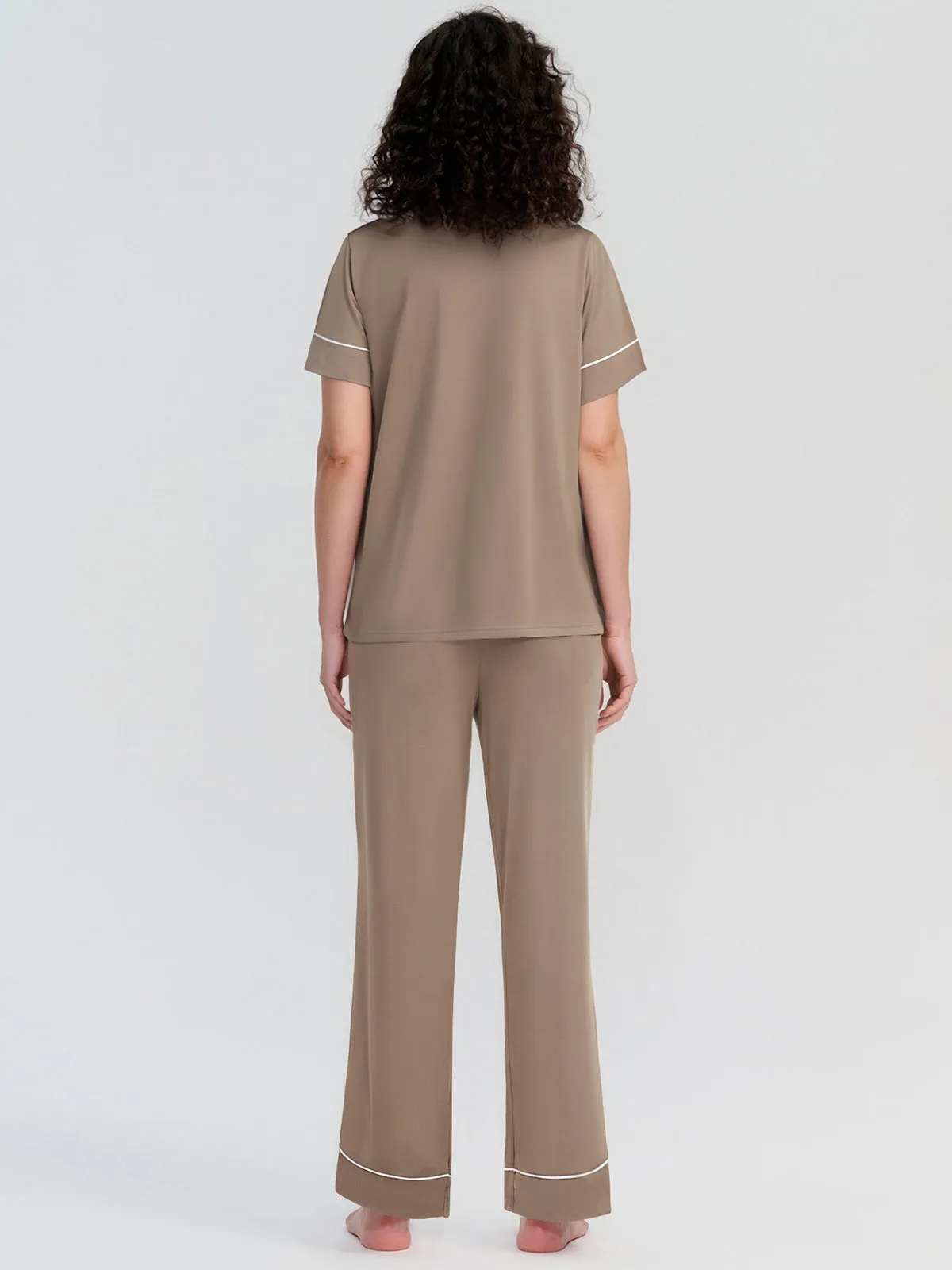 Solid Piped Short Sleeve Pajamas Set sold by 89th & Madison product image thumbnail 2