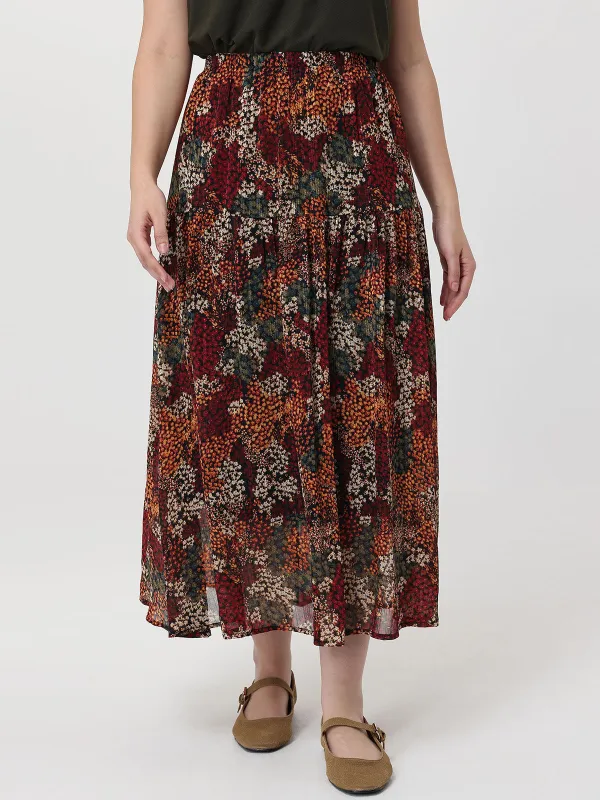 Floral Tiered Midi Skirt sold by 89th & Madison