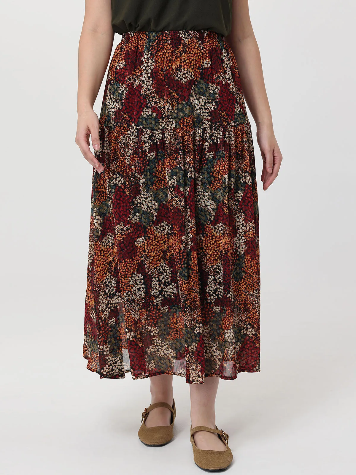 Floral Tiered Midi Skirt sold by 89th & Madison