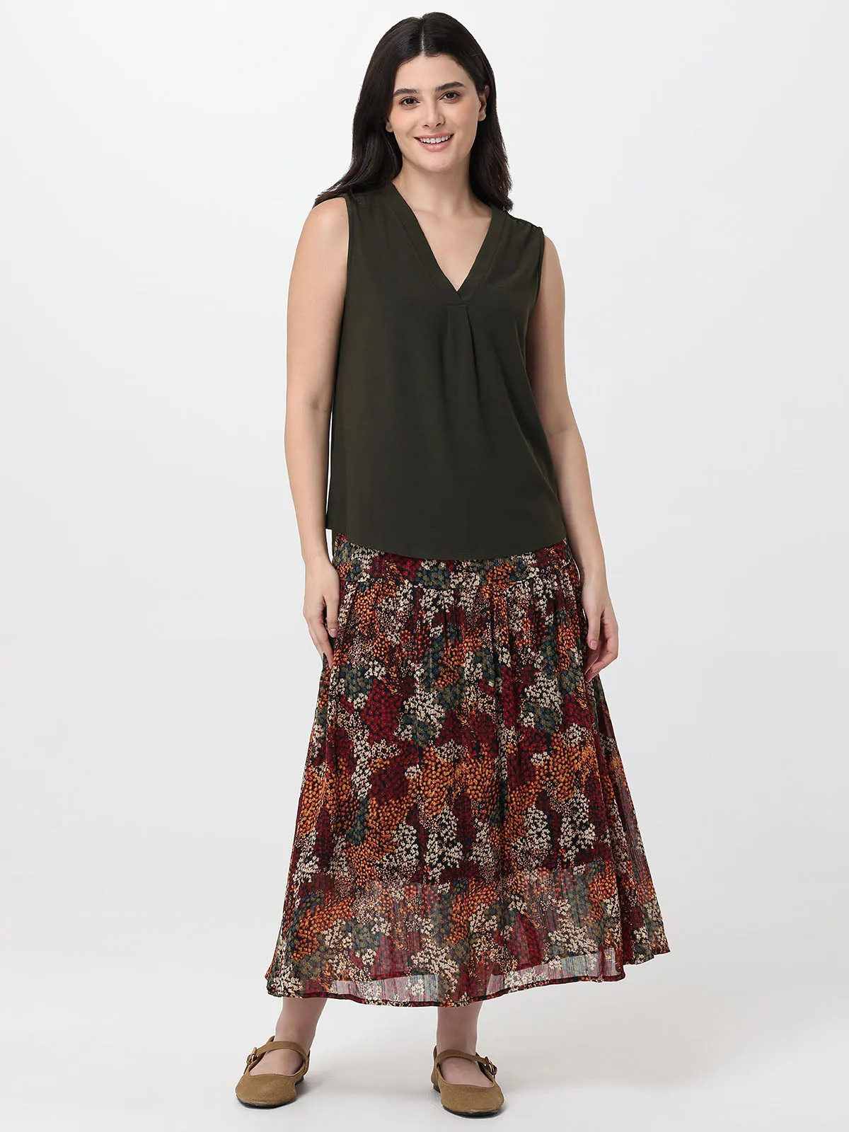Floral Tiered Midi Skirt sold by 89th & Madison product image thumbnail 2