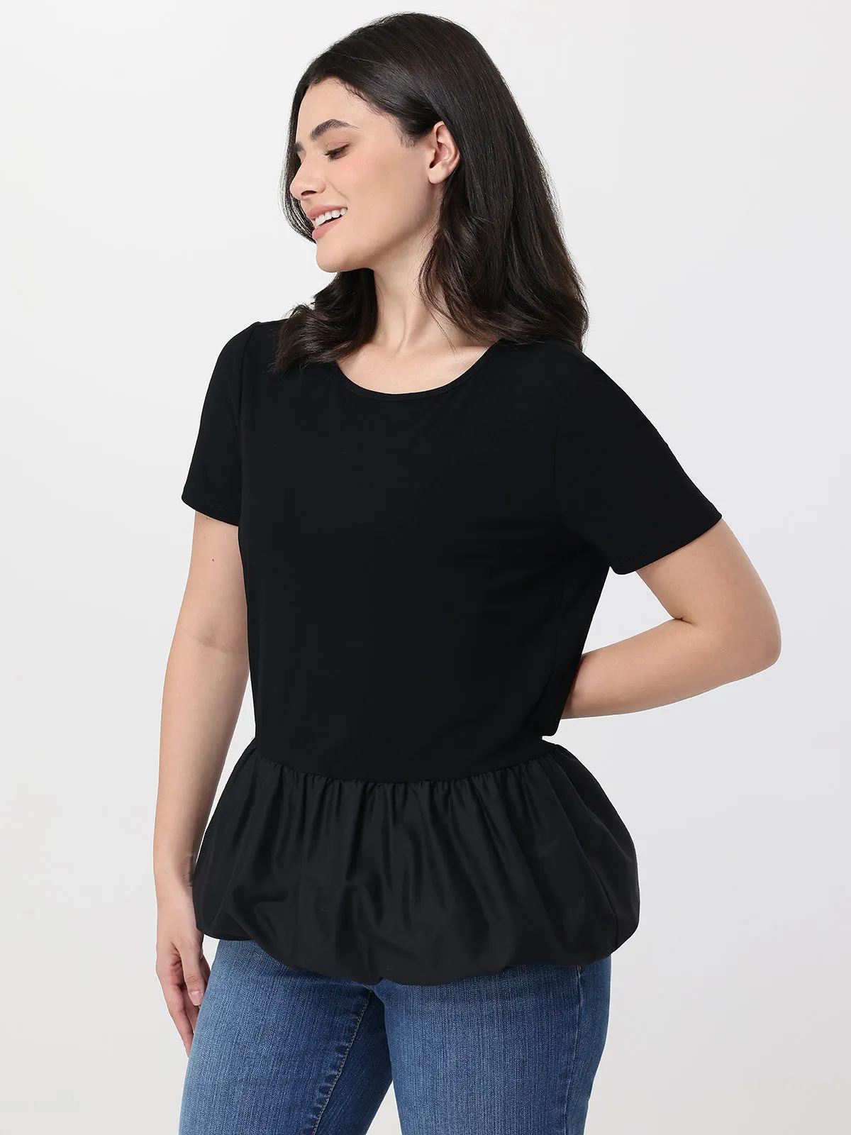 Mixed Media Peplum Top sold by 89th & Madison product image thumbnail 3