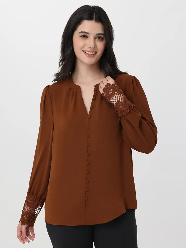 Lace Cuff Button Down Blouse sold by 89th & Madison