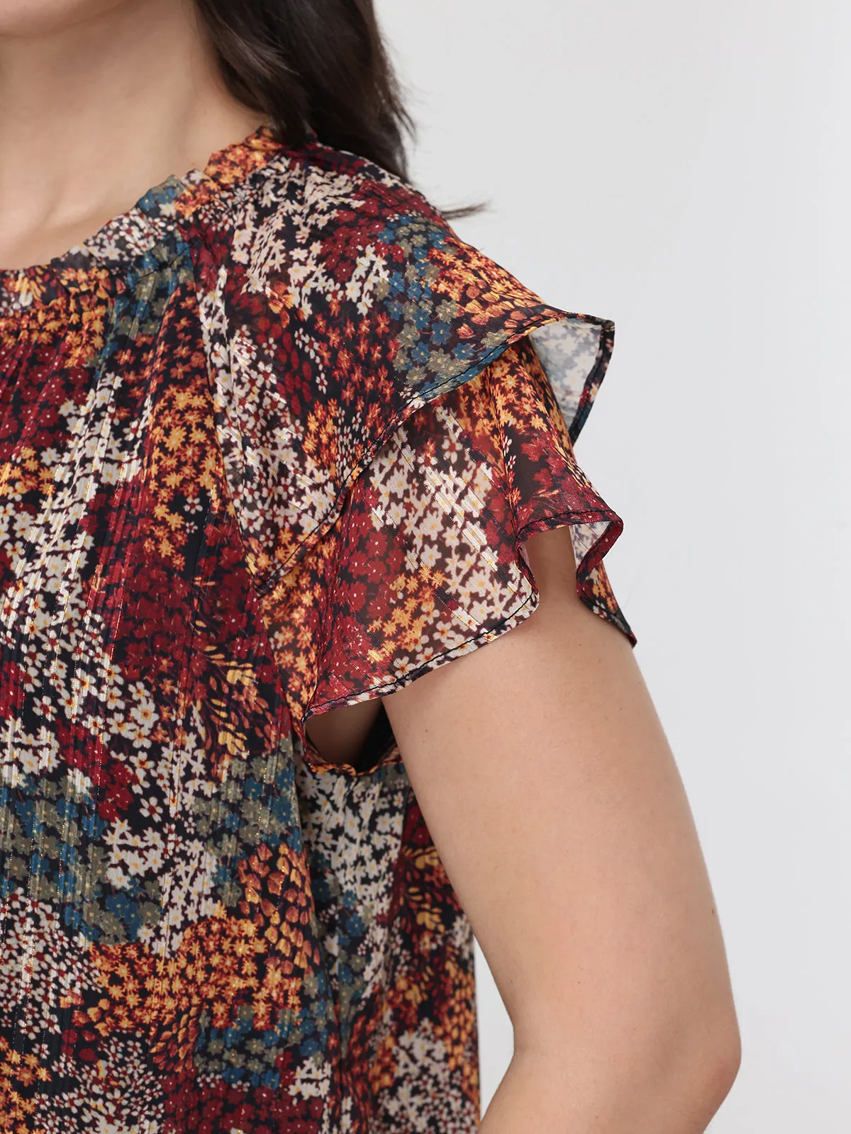 Floral Tiered Short Sleeve Blouse sold by 89th & Madison product image thumbnail 4