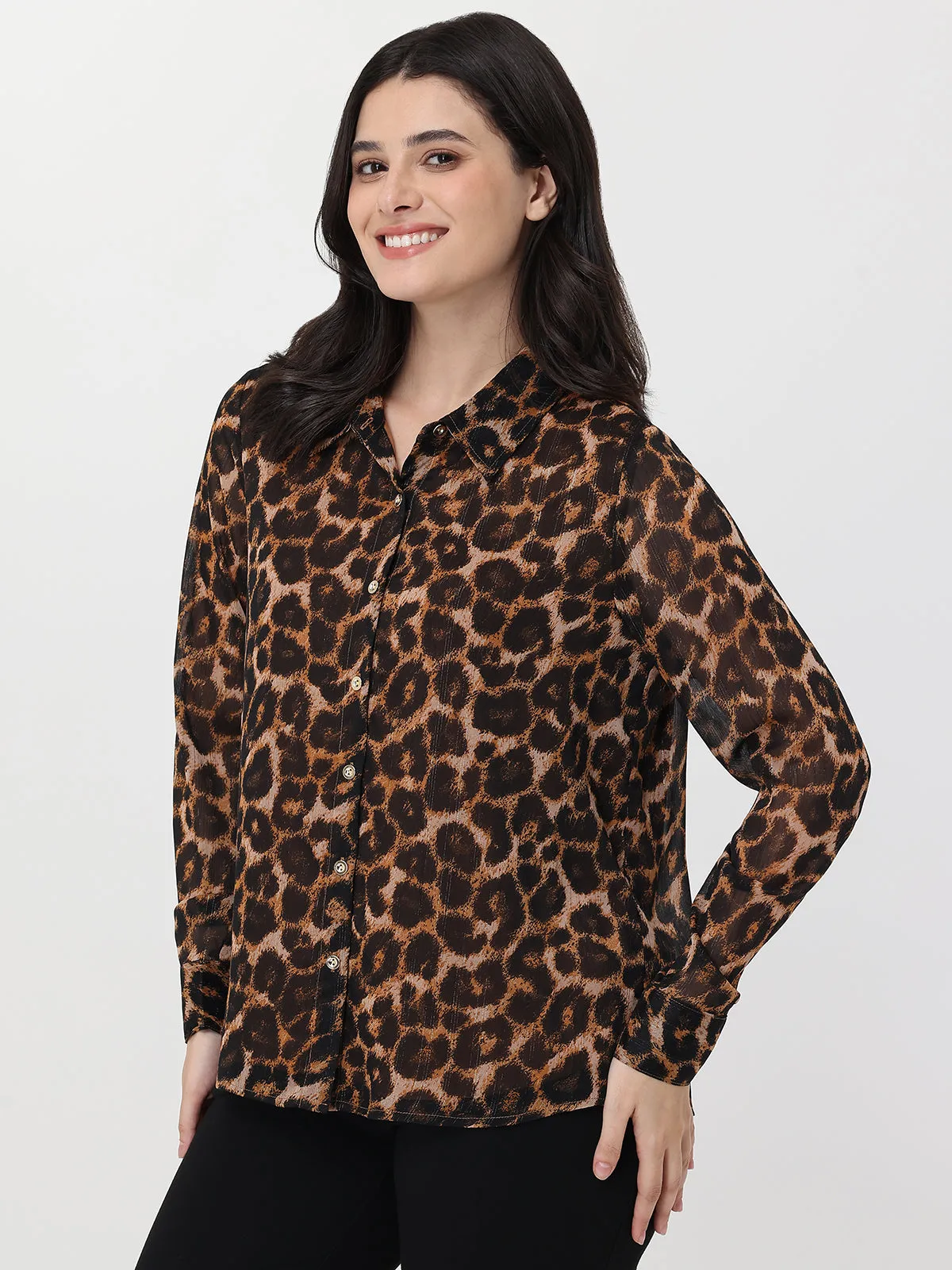 Leopard Print Button-Up Shirt sold by 89th & Madison product image thumbnail 3