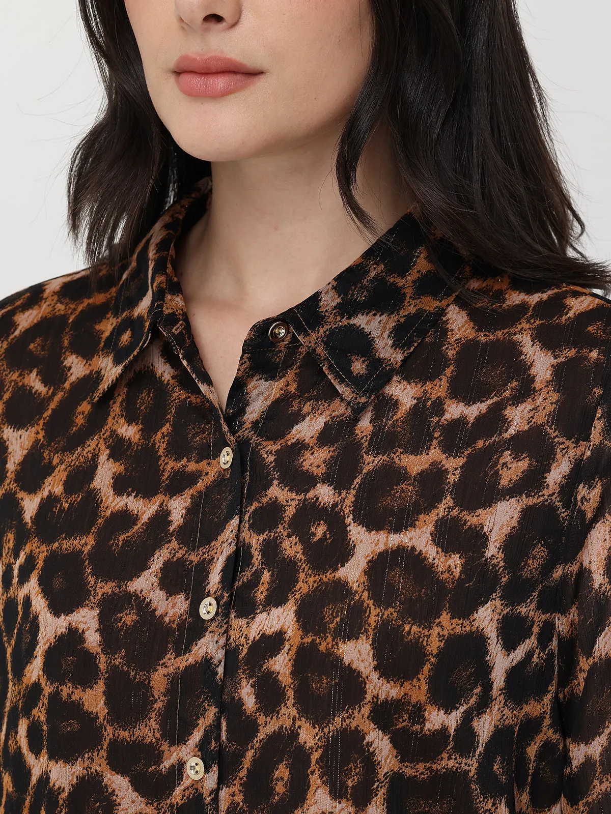 Leopard Print Button-Up Shirt sold by 89th & Madison product image thumbnail 4