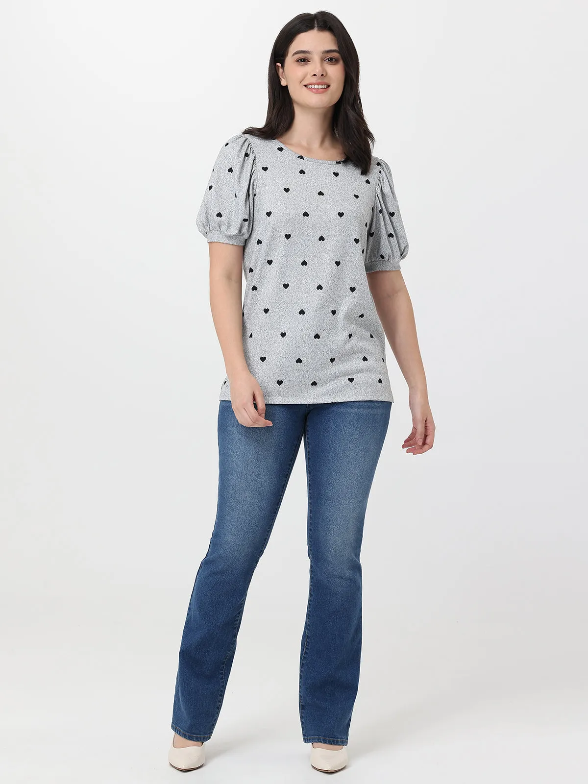 Heart Short Puff Sleeve Top sold by 89th & Madison product image thumbnail 5