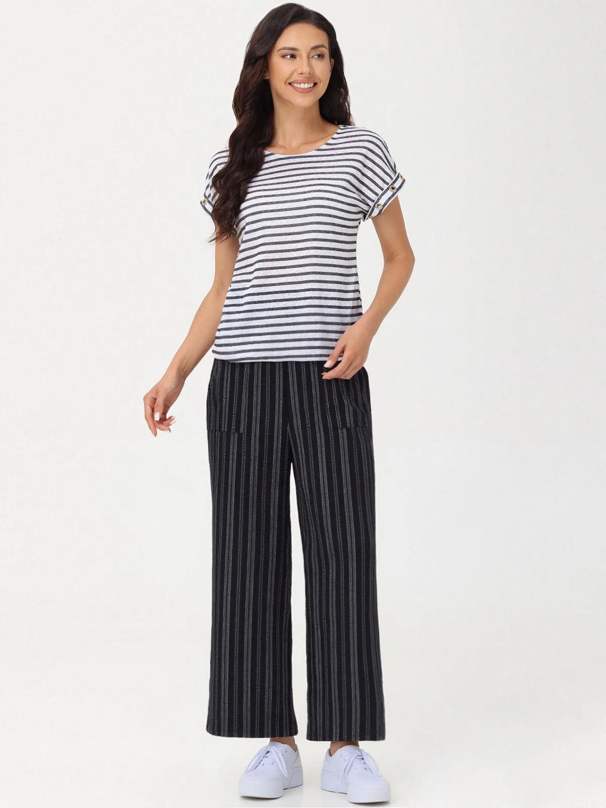 Stripe Wide Leg Drawstring Pants sold by 89th & Madison product image thumbnail 2